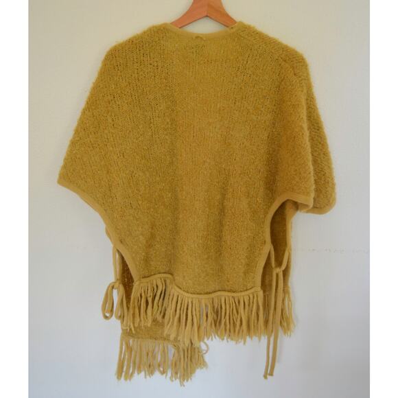 Vintage Fuzzy Knit Mustard Yellow Shawl Tie Side - Picture 8 of 9
